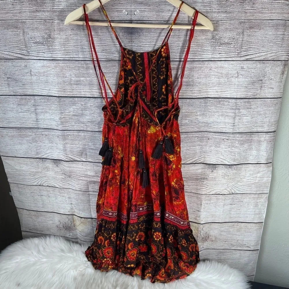 Intimately Free People Casablanca Red Print Halter Dress Sz XS‎ - Picture 3 of 11